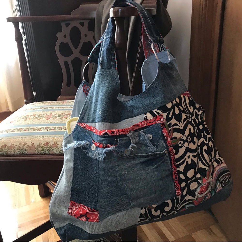 Handmade hobo denim bag